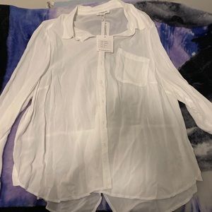 Beach white button up shirt